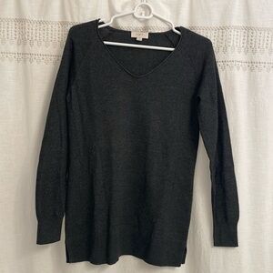 LOFT V Neck Long Sleeve Sweater - Size XS - Dark Gray